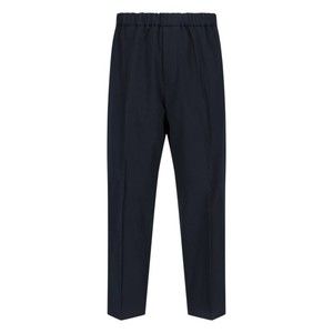 Jil Sander Cropped Tapered Blue Cotton Pants With Elastic Waistband - NWT